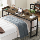 Axyaa Adjustable Overbed Table for Queen Size Bed with Tilt Stand & Outlets