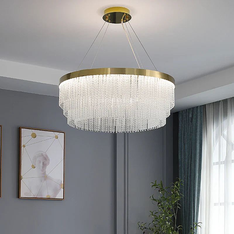 Axyaa Crystal Ceiling Chandelier: Modern Luxury LED Pendant Lights for Living Room Decor