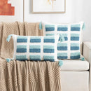 Axyaa Bohemian Tufted Tassel Pillowcase Set