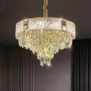 Axyaa Luxury Round Pendant Light for Living Room, Elegant Crystal Light Fixture