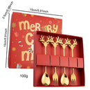 Axyaa Gold Christmas Cutlery Set - 4Pcs Stainless Steel Dinnerware with Gift Box