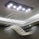 Axyaa Modern Rectangle K9 Crystal Chandelier LED Pendant Light for Living Room and Cafe
