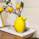 Axyaa Lemon Ceramic Vase with Artificial Flowers | Room Decorative Floral Arrangement