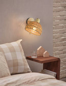 Axyaa Rattan Woven Wall Lamp for Bedroom & Bedside Mirror Lighting