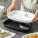 Axyaa Stone Pattern Ceramic Serving Plate Set - Restaurant Tableware