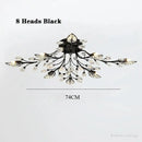 Axyaa Black Gold Leaves Crystal Ceiling Lamp | Modern Nordic LED Ceiling Light
