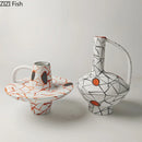 Irregular Ceramic Vase by Axyaa: Abstract Aesthetic Room Decor with Artificial Flowers