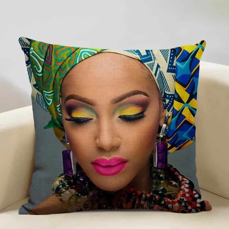Axyaa African Lady Sofa Pillow Cover: Stylish Decor for Bedroom, Hotel, Cafe