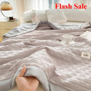 Axyaa Summer Quilt: Washed Waffle Wide Hem Soybean & Cloud Cotton Thin Quilt