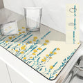 Axyaa Spring Flowers Kitchen Mat Absorbent Antiskid Quick Dry Bathroom Tableware Drain Pad