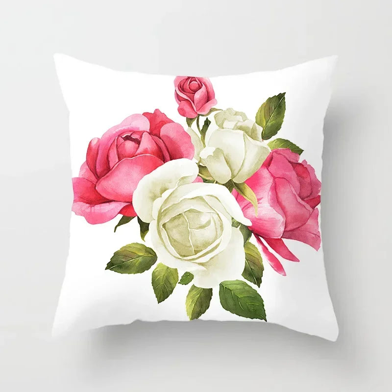Axyaa Rose Flowers Cushion Cover 45*45cm Home Decor Sofa Car Pillow Cover