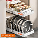 Axyaa Sliding Pot Lid Holder Rack Adjustable Under Cabinet Organizer Shelf