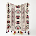 Axyaa Bohemian Fringed Cotton Knit Throw Blanket - Reversible Tassel Accent Lap Blanket