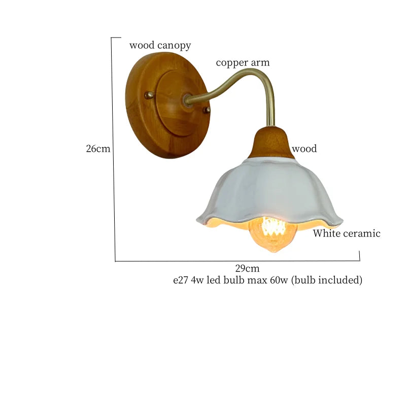 Axyaa Flower Ceramic LED Wall Light for Bedroom Living Room Bathroom Mirror.