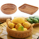 Axyaa Boho Rattan Storage Tray: Woven PP Wicker Basket Snack Plate for Coffee Shop