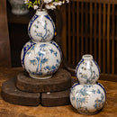 Axyaa Gourd Porcelain Vase: Chinese Blue White Home Decor Flower Arrangement
