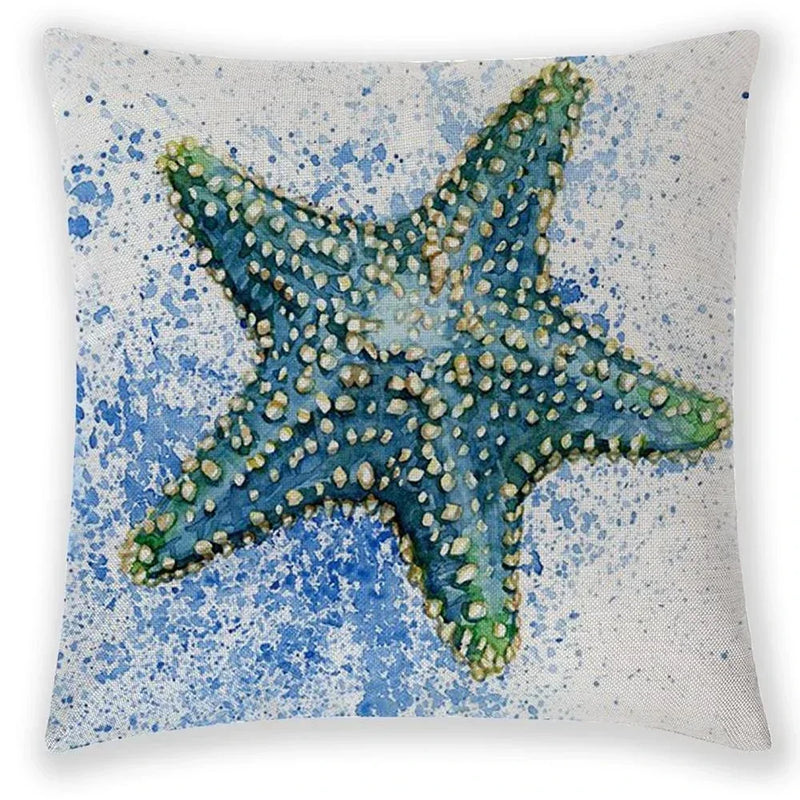 Axyaa Sea Animal Linen Pillow Case 45*45cm Home Decoration
