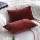 Burgundy Chenille Throw Pillow Covers x2 - Axyaa Home, 30x50, Soft & Retro, Living Room Décor