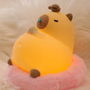 Axyaa Cartoon Capybara Silicone Night Light: USB Rechargeable, Dimmable, Timer for Kids' Room.