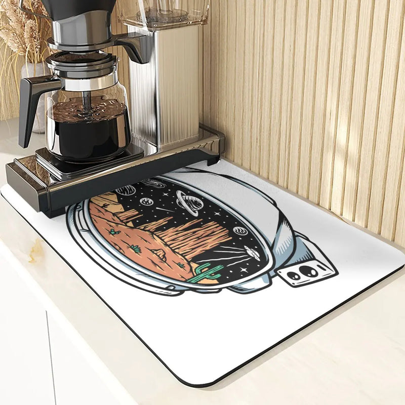 Axyaa Astronaut Silicone Dish Mat - Space Style Diatomaceous Earth Kitchen Accessory