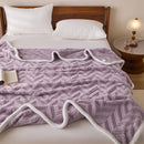 Axyaa Striped Taffeta Velvet Blanket: Soft, Warm Double-sided Plush Throw for Home & Office