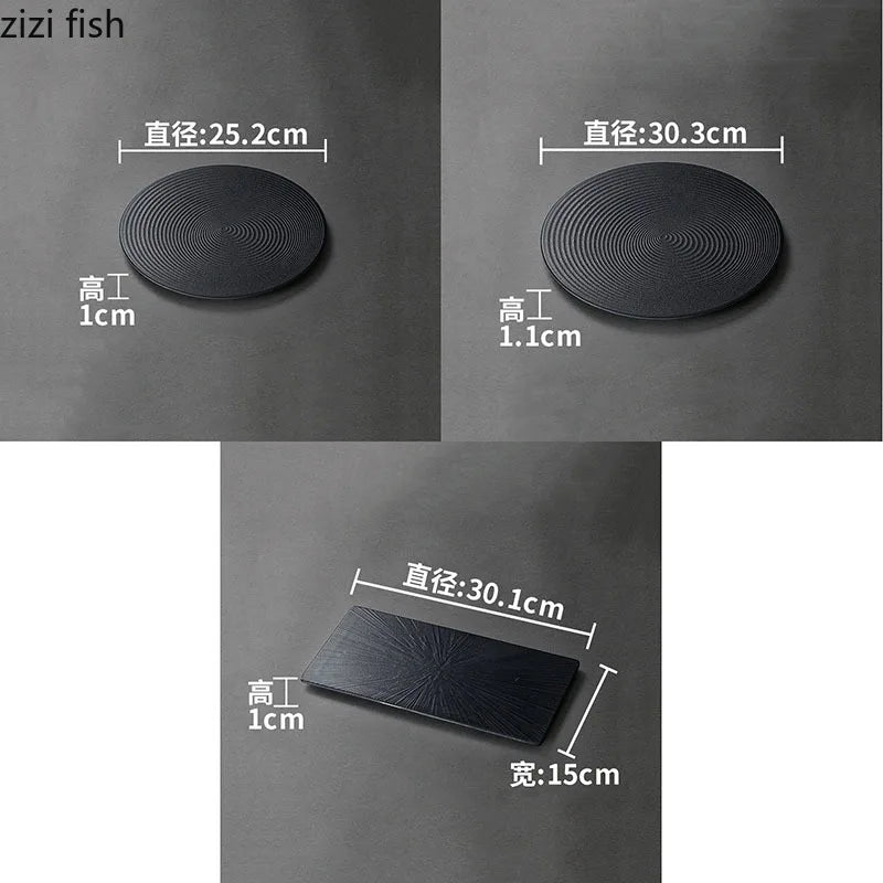 Axya Spiral Texture Melamine Steak Sushi Sashimi Plate Set for Restaurant Dining