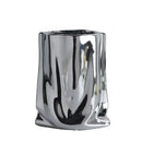 Axyaa Silver Ruffled Flower Vase Porcelain Arrangement Decoration Terrarium Home Décor