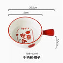 Axyaa Ceramic Handle Bowl, Underglaze Color, Oven-Safe Rice, Noodle, Salad Bowl