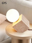 Axya Stone Cream Table Lamp - Retro Japanese Style Bedside Light