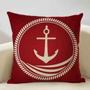 Axyaa Nautical Pattern Linen Cushion Cover 45x45cm for Home Sofa Decoration