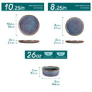 Axyaa Grey-Blue Stoneware Plates Set Dinnerware - 12/16/18/24 Piece, 4/6 pcs Plate/Dessert/Bowl