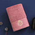 Axyaa Cotton Bath Towels - Set of 2, 34x74cm, Stripe Embroidered Hotel Home Spa Gym Gift