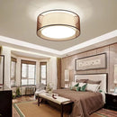 Axyaa Country Cloth Round Ceiling Lamp for Dining Living Bedroom Study