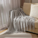 Axyaa Boho Chic Knit Throw Blanket Yellow & Green Fringed Edges for Home Decor