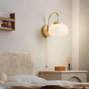 Axyaa Cotton LED Wall Lamp PE Lampshade Pull Chain Switch Nordic Stair Light Fixtures