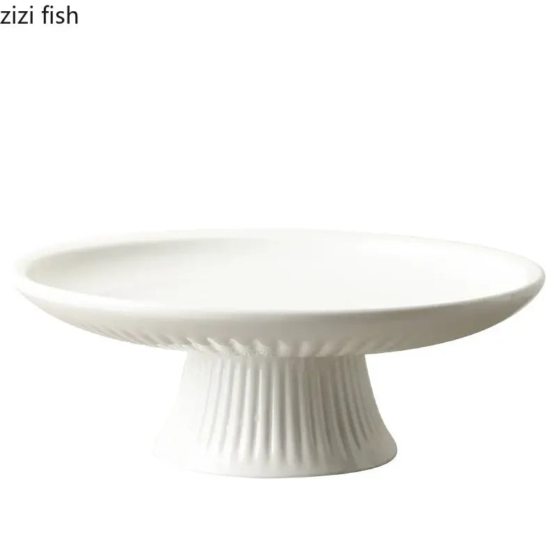 Axya Ceramic High Foot Fruit Tray Dessert Plate Kitchen Accessories