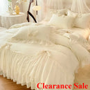 Axyaa 2025 White Bedding Set with Ruffles - Duvet Cover, Pillowcases, Sheet