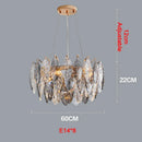 Axyaa Smoky Gray Crystal Round Chandelier LED Light Fixture for Modern Luxury Living Room