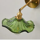 Axyaa Vintage Lotus Leaf Glass Wall Sconce with Adjustable Brass Socket