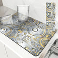 Axyaa Metallic Pattern Coffee Mat: Quick Kitchen Drying Mat for Draining Dishes & Utensils