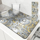 Axyaa Metallic Pattern Coffee Mat: Quick Kitchen Drying Mat for Draining Dishes & Utensils