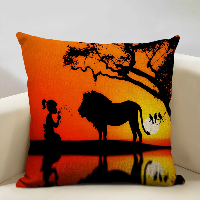 Axyaa African Landscape Art Pillow Case 45x45cm High Quality Linen Cushion Cover