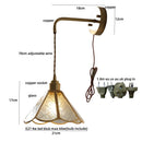 Axyaa Blue Glass LED Wall Sconce, Tiffany Style Pull Chain Switch Staircase Mirror Light
