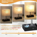 Axyaa Beige Bedside Lamp with USB Ports and Phone Stands