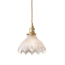 Axyaa Green Glass LED Pendant Lamp with Copper Wood Handle