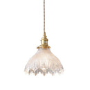 Axyaa Green Glass LED Pendant Lamp with Copper Wood Handle
