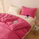 Axyaa Solid Color Shell Bedding Set - Embroidered Student Dorm Four Piece Suit