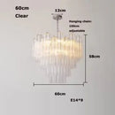 Axyaa Pink Clear Glass Tube Chandelier for Home Decor - Ceiling Hanging Lamps