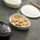 Axyaa Stone Pattern Ceramic Dessert Bowl with Lid, Ideal for Stew, Soup, and Salad