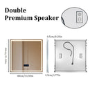 Axyaa 800mm Square LED Bathroom Mirror with Bluetooth - Time, Temperature Display, Anti-fog